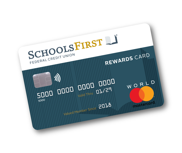 Image of the SchoolsFirst FCU Rewards Mastercard.