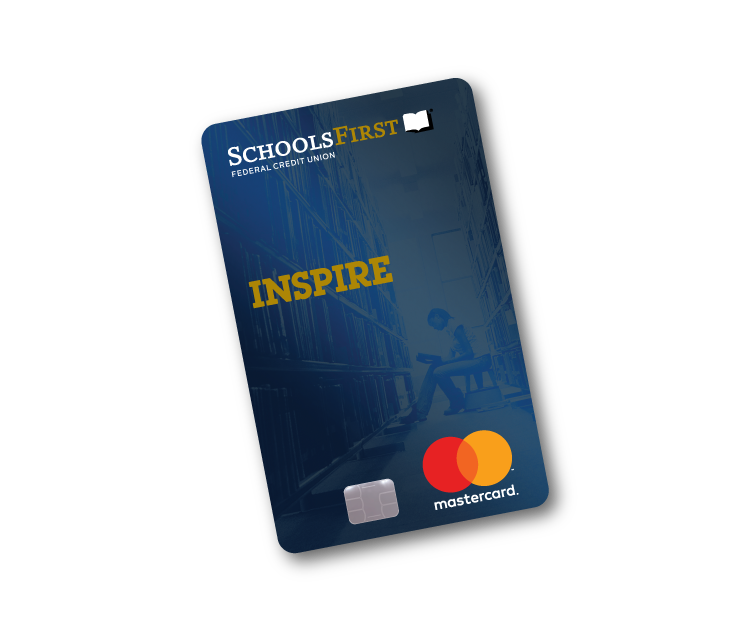 Image of the SchoolsFirst FCU Inspire Mastercard.