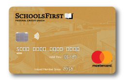 Image of a SchoolsFirst FCU Share-Secured Mastercard.