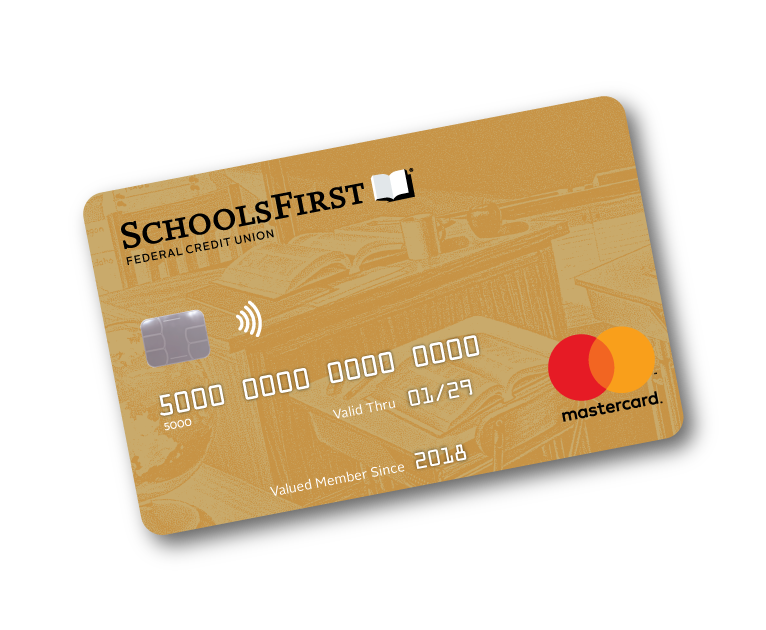 Image of the SchoolsFirst FCU Share-Secured Mastercard.