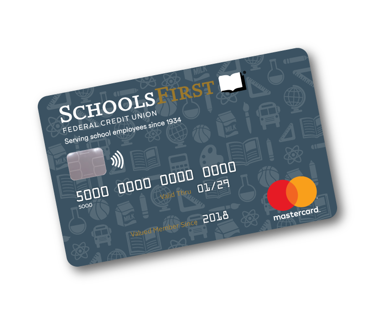 Image of a SchoolsFirst FCU School Employee Mastercard.