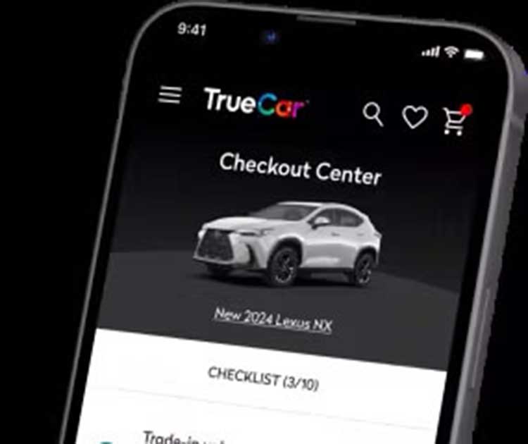 A mobile device with a page loaded from TrueCar.