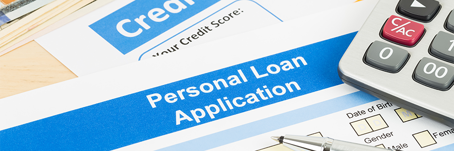 Close-up of a personal loan application.