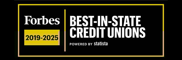 Forbest Best-in-State Credit Unions award logo, 2025.